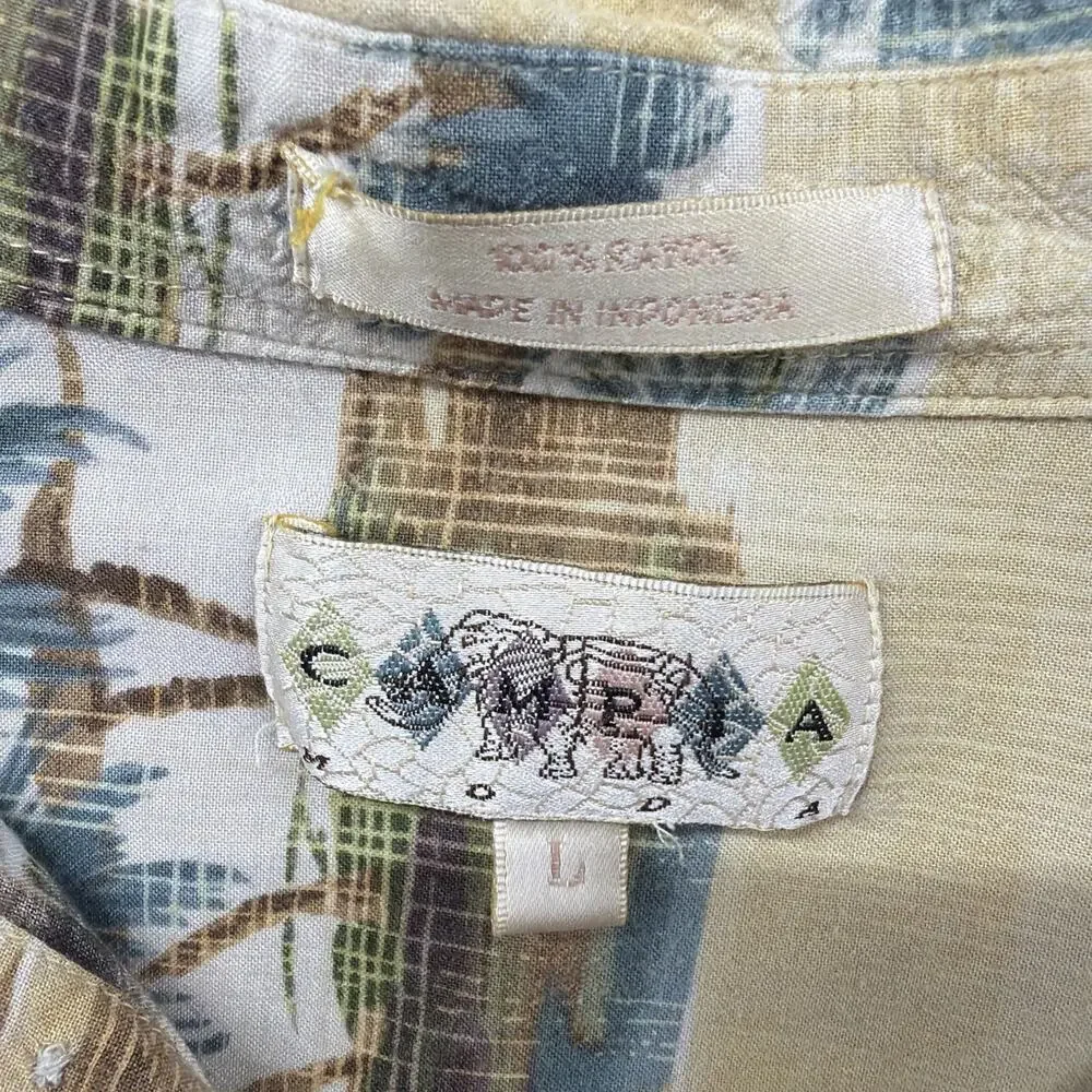 Campia Moda Hawaiian Shirt Men's L Floral Short Sleeve Button Up